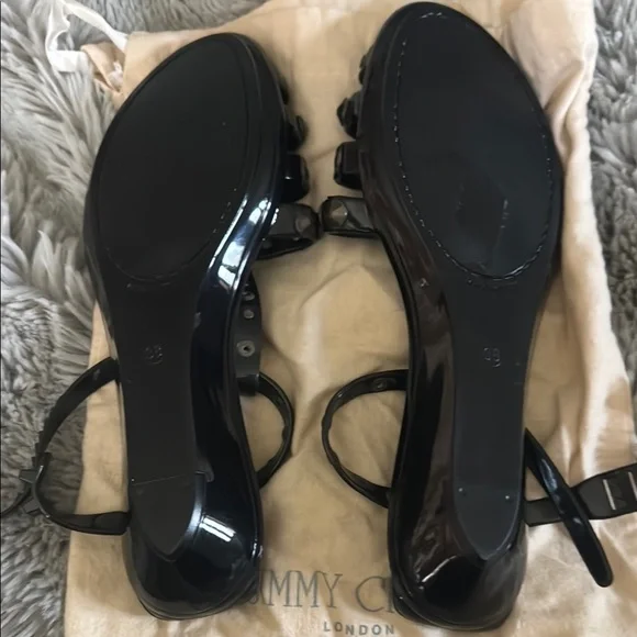 Jimmy Choo Black Strappy Sandals with Studs